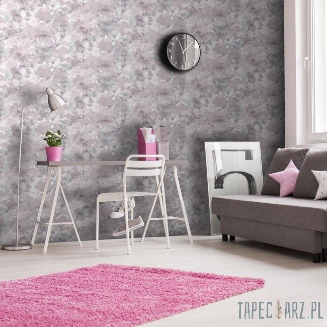 Ładna tapeta fioletowa różowa kwiaty do sypialni