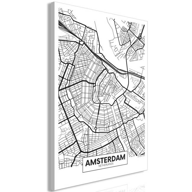Obraz - Mapa Amsterdamu (1-częściowy) pionowy